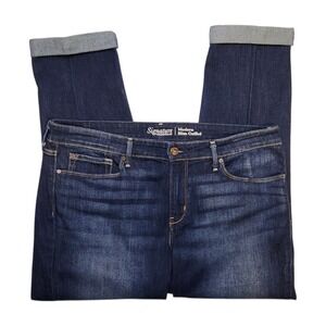 Signature Levi Strauss Jeans Womens 16 Blue Modern Slim Cuffed Stretch Denim